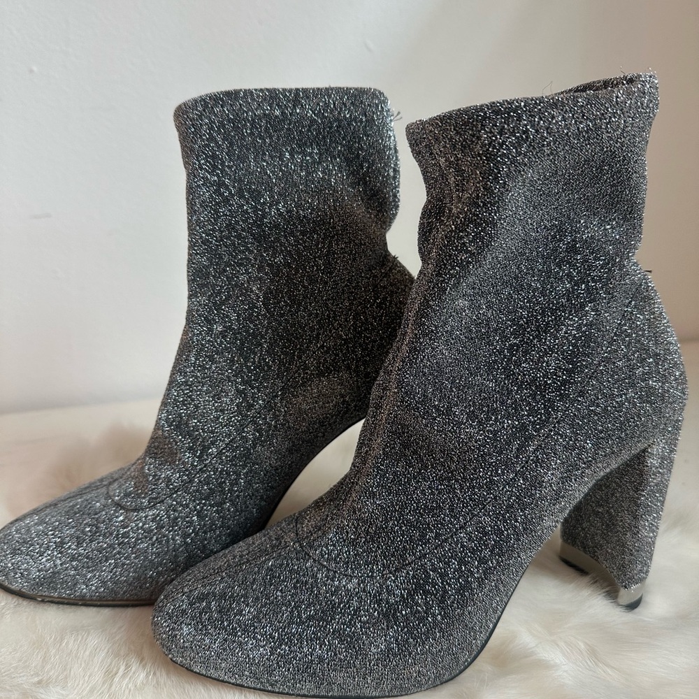 Micheal Kors Silver Ankle Boots